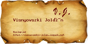 Visnyovszki Jolán névjegykártya