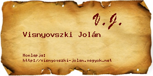 Visnyovszki Jolán névjegykártya